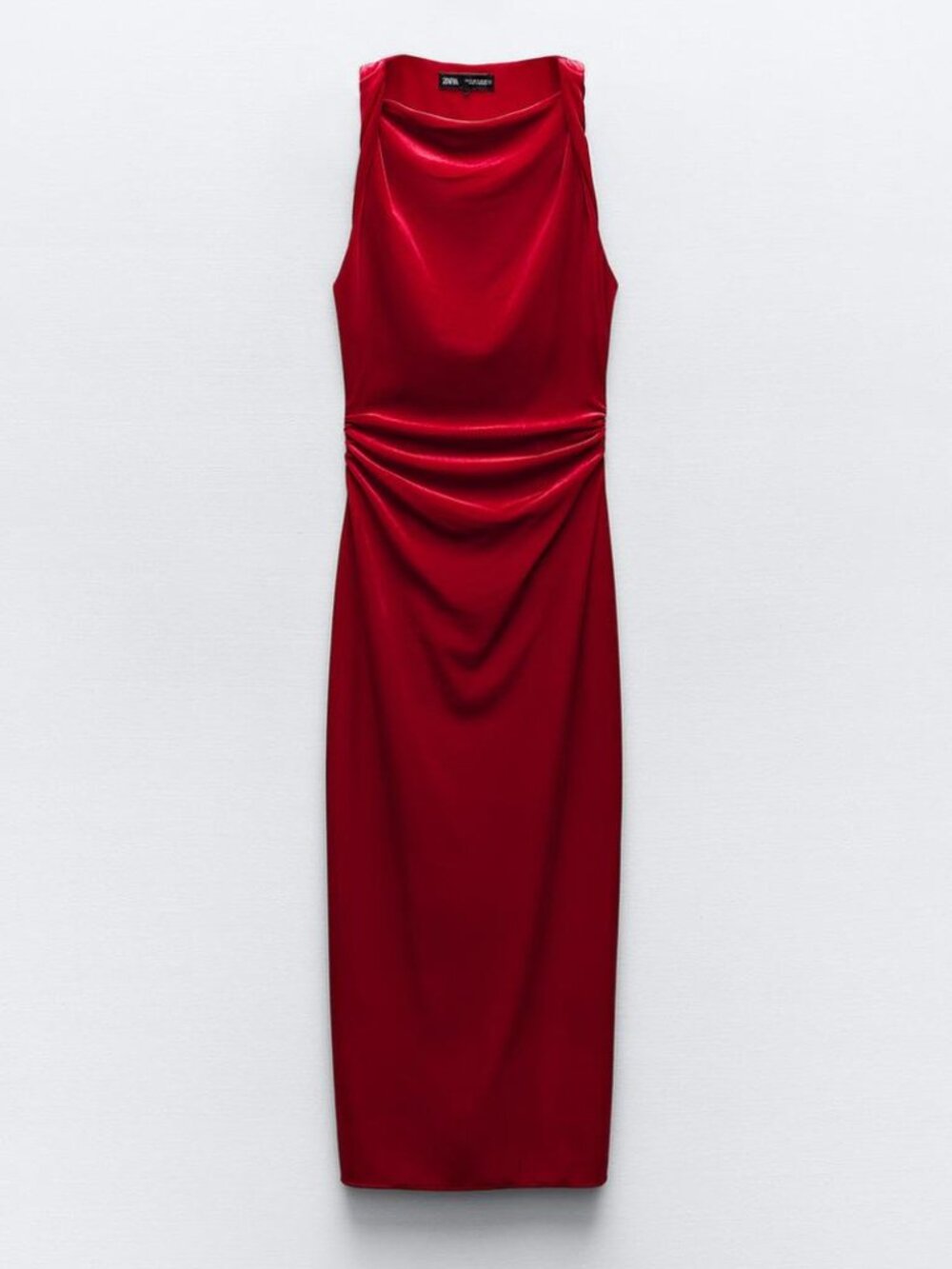 Zara Women's Velvet Midi Dress - Red - Size Medium